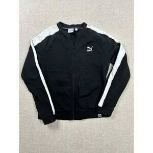 Puma Womens Full Zip Sweater Size Medium / M Black White